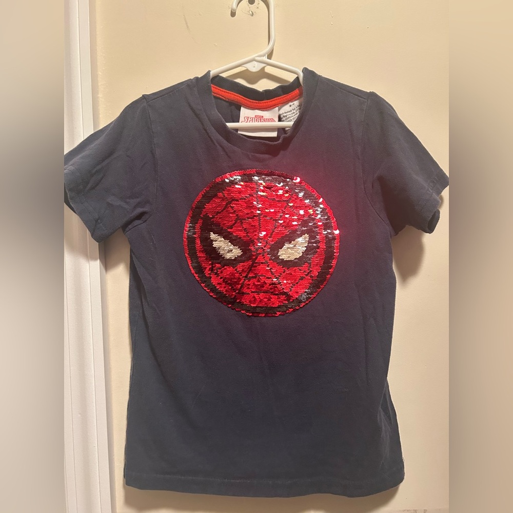 Kids Marvel Spiderman Size 6-8 year "Flippy" Sequence Navy T Shirt